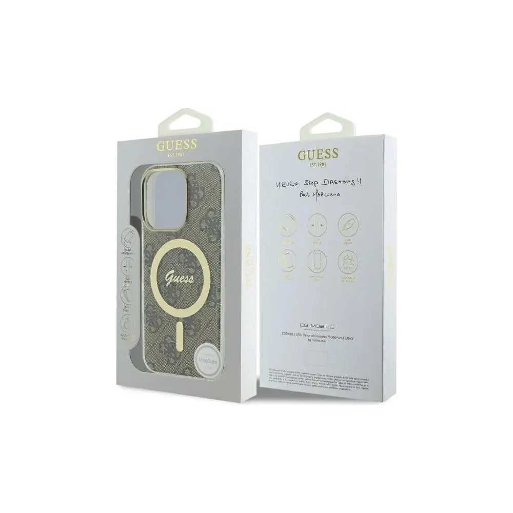 Etui Guess do Apple iPhone 16 Pro hardcase IML 4G MagSafe brązowy