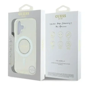 Etui Guess do Apple iPhone 16 Plus hardcase IML Rhinestones MagSafe biały