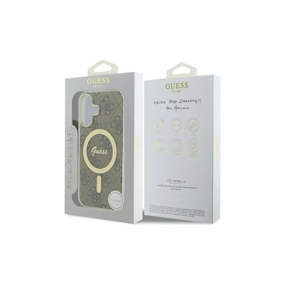 Etui Guess do Apple iPhone 16 hardcase IML 4G MagSafe brązowy Etui Guess do Apple iPhone 16 hardcase IML 4G MagSafe brązowy