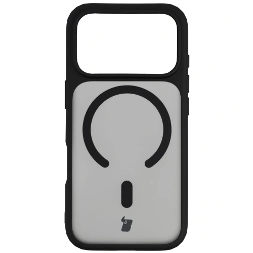 Etui z pierścieniem magnetycznym Bizon Case MatteO do Apple iPhone 17 Pro przydymione-czarne