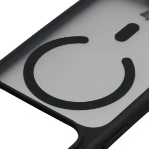 Etui z pierścieniem magnetycznym Bizon Case MatteO do Apple iPhone 17 Pro przydymione-czarne