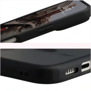 Etui z pierścieniem magnetycznym Bizon Case MatteO do Apple iPhone 17 Pro przydymione-czarne