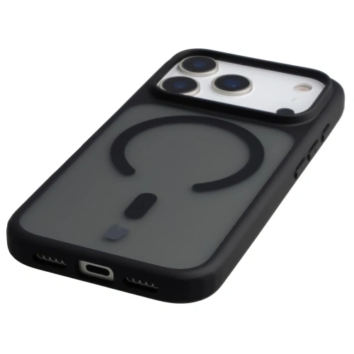 Etui z pierścieniem magnetycznym Bizon Case MatteO do Apple iPhone 17 Pro przydymione-czarne