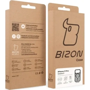 Etui z pierścieniem magnetycznym Bizon Case MatteO do Apple iPhone 17 Pro przydymione-czarne