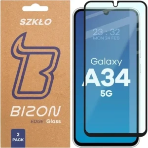 Szkło hartowane Bizon Glass Edge Duo do Samsung Galaxy A34 5G czarna ramka [2 PACK]