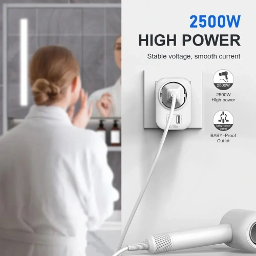 Adapter / przejściówka Tech-Protect TA100 Travel Adapter UK / EU White