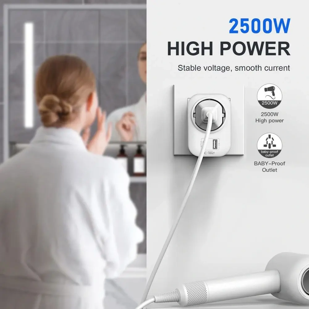 Adapter / przejściówka Tech-Protect TA100 Travel Adapter UK / EU White Adapter / przejściówka Tech-Protect TA100 Travel Adapter UK / EU White