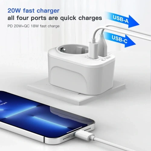 Adapter / przejściówka Tech-Protect TA100 Travel Adapter UK / EU White