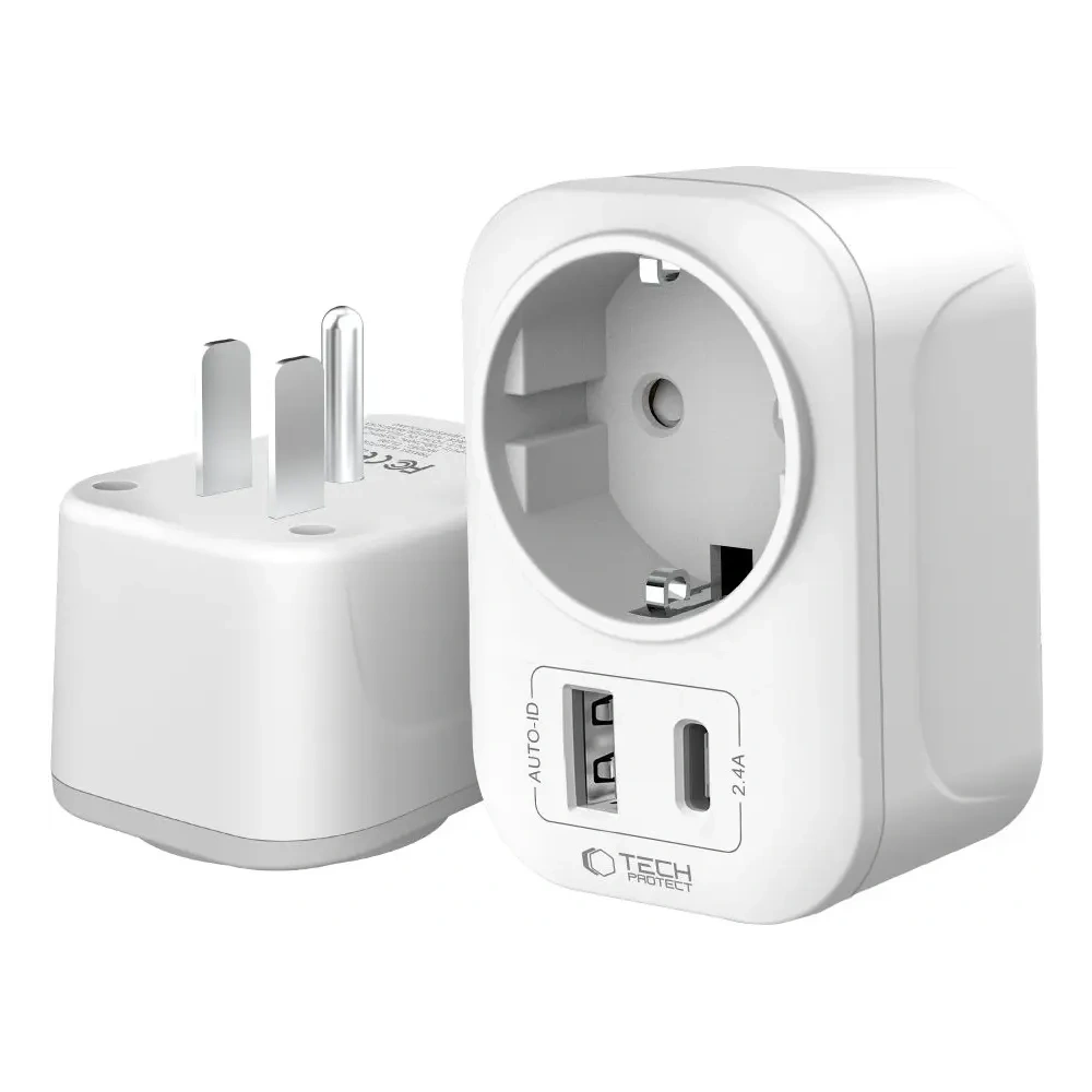 Adapter / przejściówka Tech-Protect TA100 Travel Adapter US / EU White Adapter / przejściówka Tech-Protect TA100 Travel Adapter US / EU White