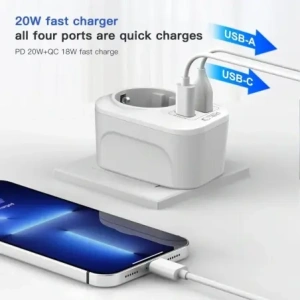 Adapter / przejściówka Tech-Protect TA100 Travel Adapter US / EU White