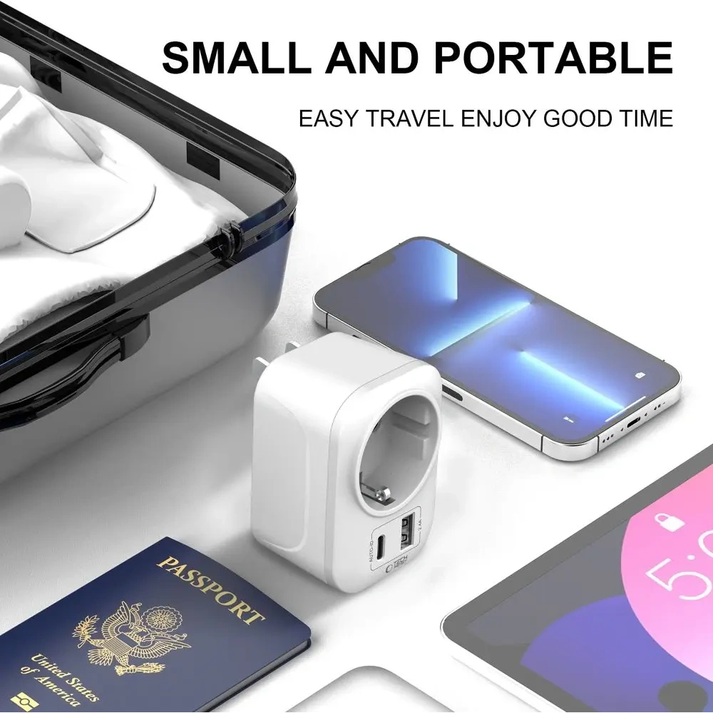 Adapter / przejściówka Tech-Protect TA100 Travel Adapter US / EU White Adapter / przejściówka Tech-Protect TA100 Travel Adapter US / EU White