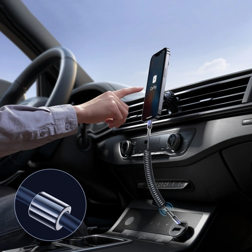 [CR] Kabel spiralny Joyroom S-A43 Crystal-Clear Series 30W USB-C / Lightning 1.5m czarny