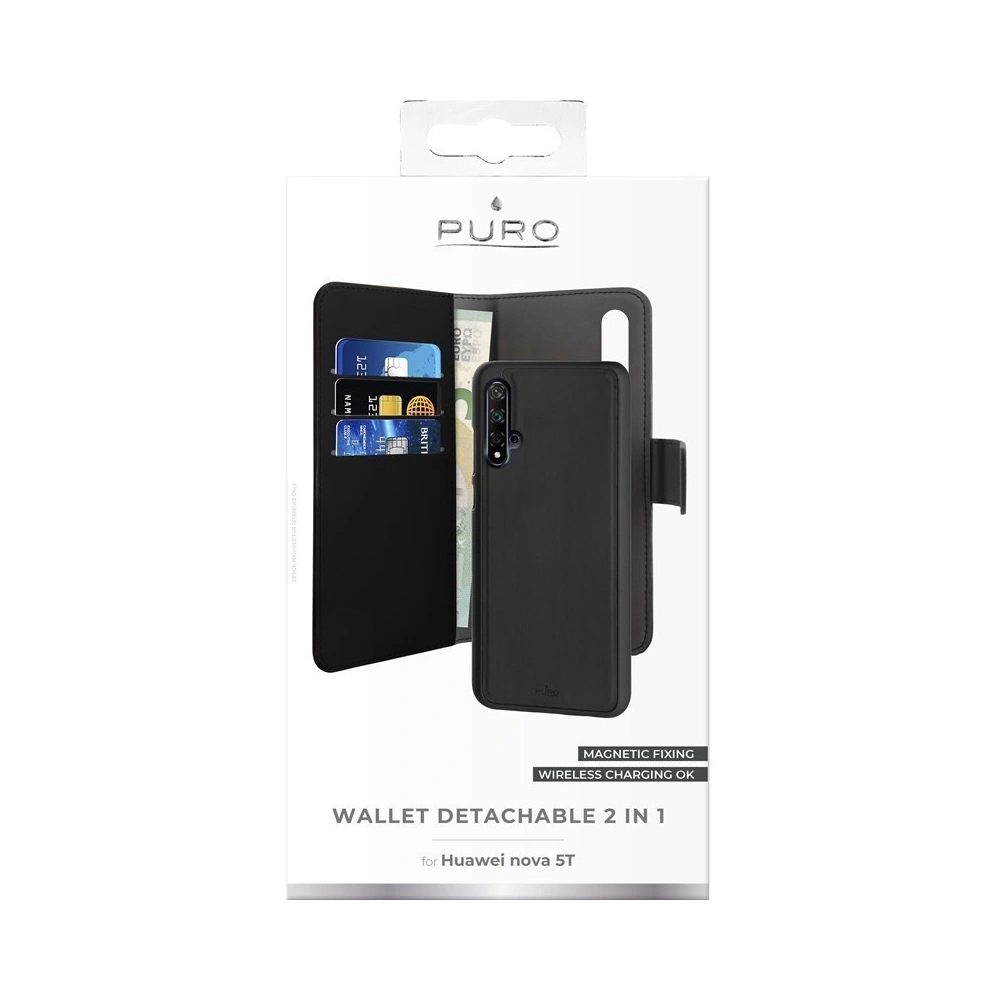 Hurtownia GSM - Etui PURO Wallet Odnímatelný 2w1 Huawei Nova 5T (černý) - PUR202BLK - {ean13} - Hurt