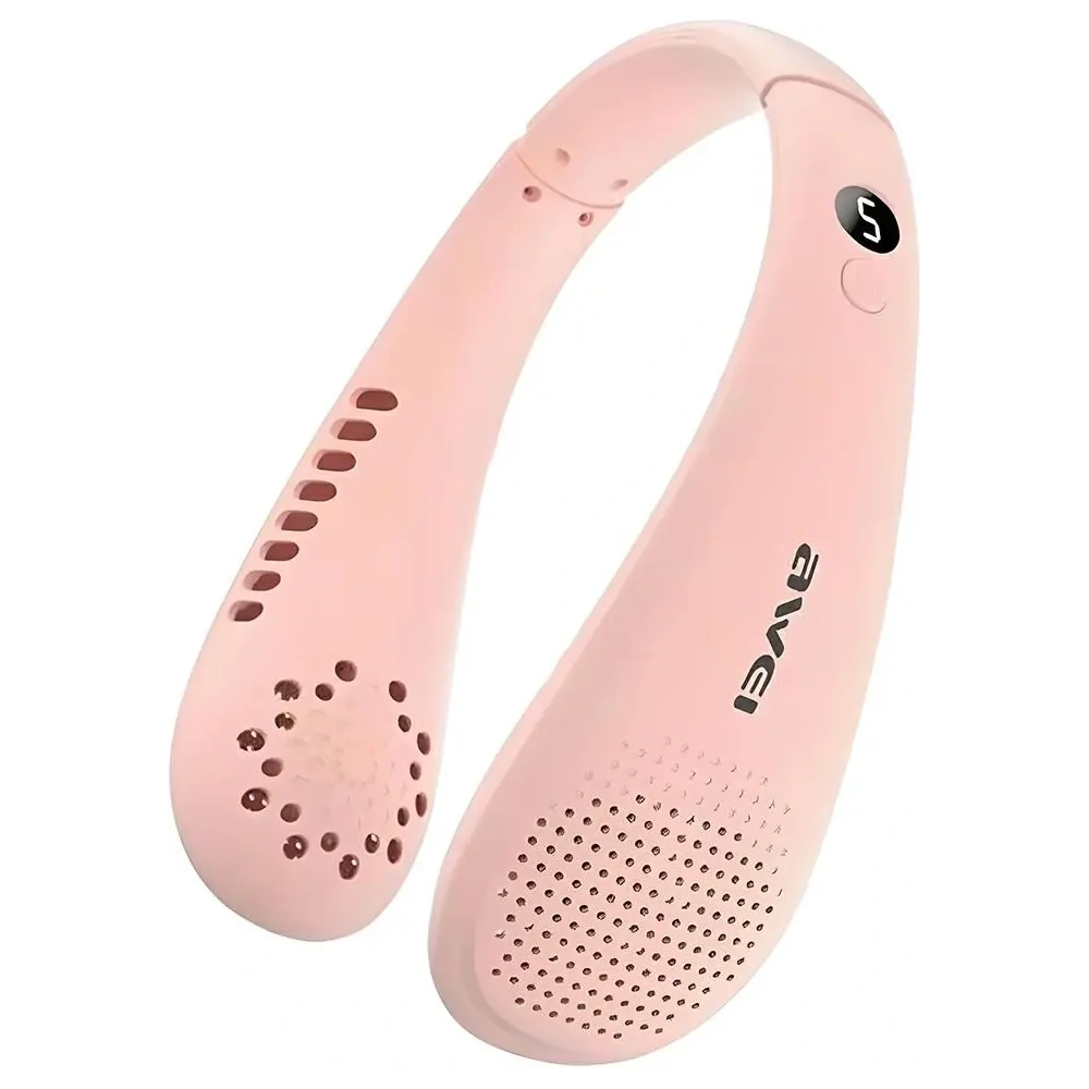 Przenośny wentylator na szyję AWEI F31 1200mAh różowy Przenośny wentylator na szyję AWEI F31 1200mAh różowy
