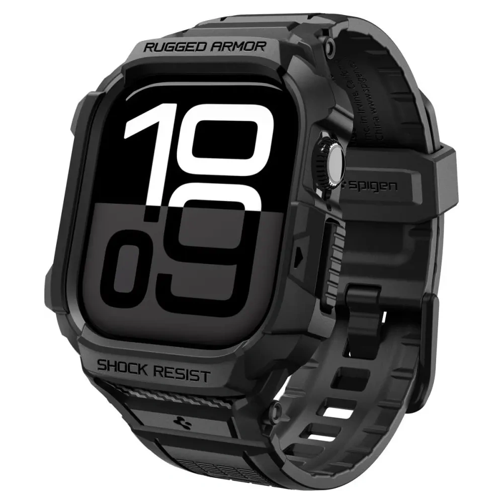 Etui z paskiem Spigen Rugged Armor Pro V2 do Apple Watch 10 / 11 42mm Matte Black Etui z paskiem Spigen Rugged Armor Pro V2 do Apple Watch 10 / 11 42mm Matte Black