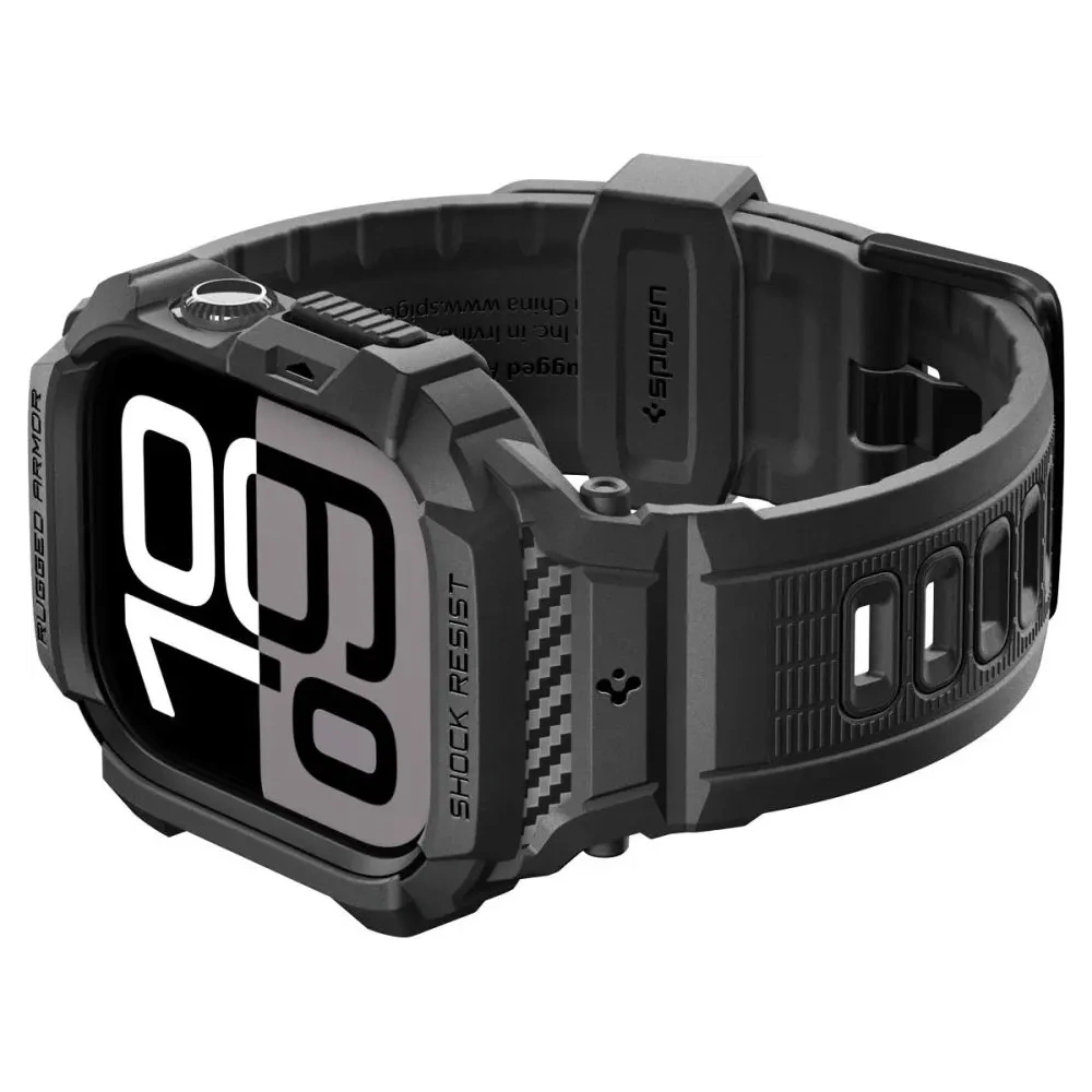 Etui z paskiem Spigen Rugged Armor Pro V2 do Apple Watch 10 / 11 42mm Matte Black Etui z paskiem Spigen Rugged Armor Pro V2 do Apple Watch 10 / 11 42mm Matte Black