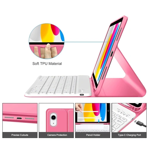Etui Tech-Protect SmartCase Pen + Keyboard Apple iPad 10.9" 2022 / 11" 2025 Magenta