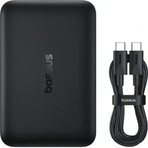 Powerbank Baseus EnerFill FM11 Ultra-Mini 10000mAh 22.5W kompatybilny z MagSafe + kabel Baseus Simple USB-C 20V 3A 30cm czarny