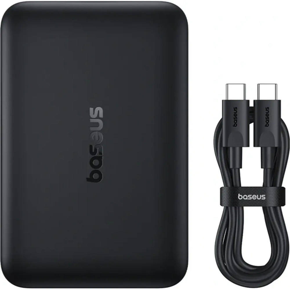 Powerbank Baseus EnerFill FM11 Ultra-Mini 10000mAh 22.5W kompatybilny z MagSafe + kabel Baseus Simple USB-C 20V 3A 30cm czarny
