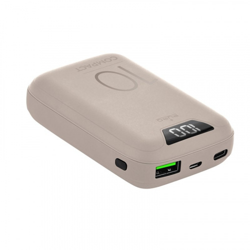 Puro Distributor - 8033830286476 - PUR207GRY - PURO Compact Powerbank 10000 mAh, USB-A, USB-C, 15W + LED display (Dove Grey) - B2B homescreen