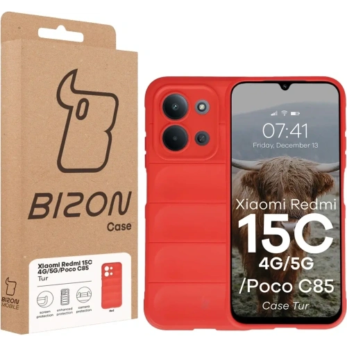 Pancerne etui Bizon Case Tur do Xiaomi Redmi 15C 4G / 5G / POCO C85 4G czerwone
