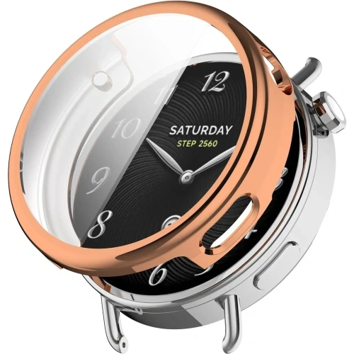 Etui z osłoną ekranu Bizon Case Watch Felipe do Xiaomi Watch S4 41mm różowozłote