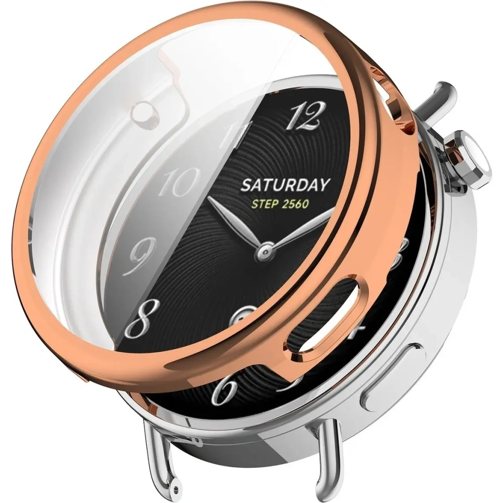 Etui z osłoną ekranu Bizon Case Watch Felipe do Xiaomi Watch S4 41mm różowozłote Etui z osłoną ekranu Bizon Case Watch Felipe do Xiaomi Watch S4 41mm różowozłote