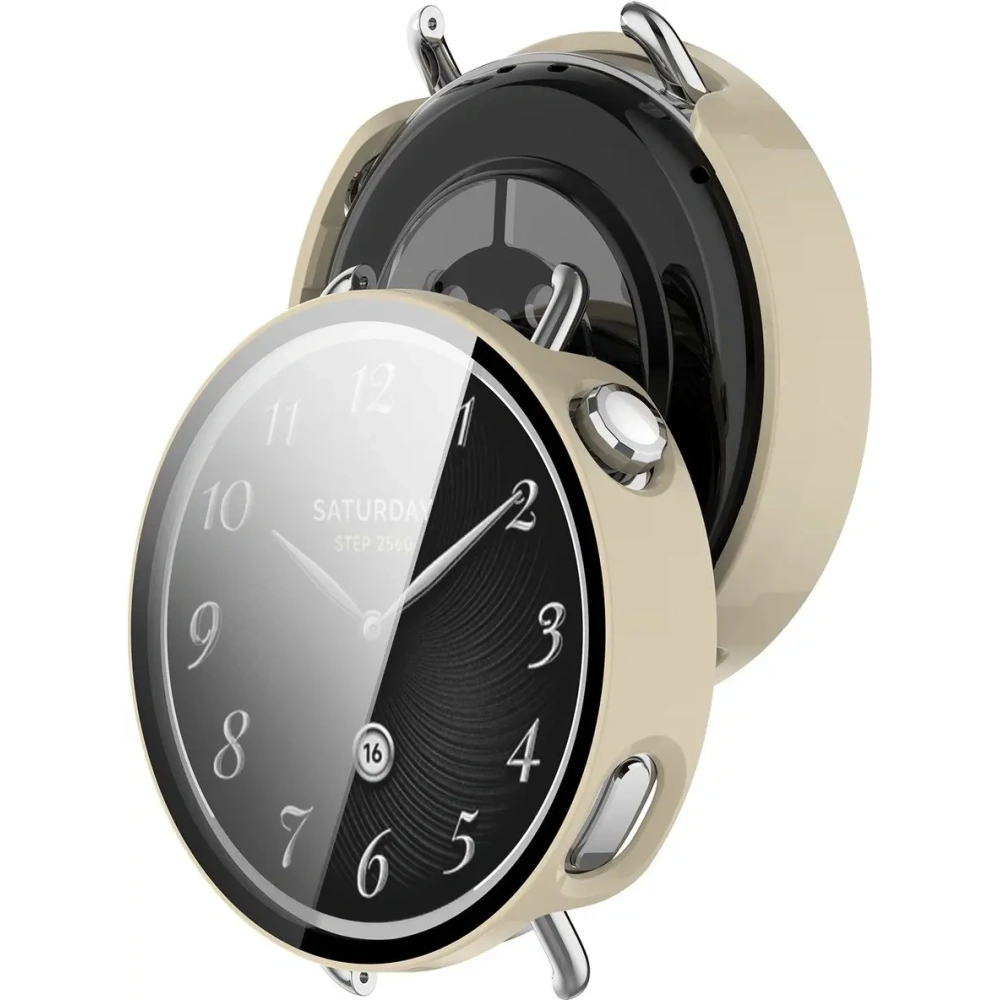 Etui ze szkłem do zegarka Bizon Case+Glass Watch do Xiaomi Watch S4 41mm beżowe Etui ze szkłem do zegarka Bizon Case+Glass Watch do Xiaomi Watch S4 41mm beżowe