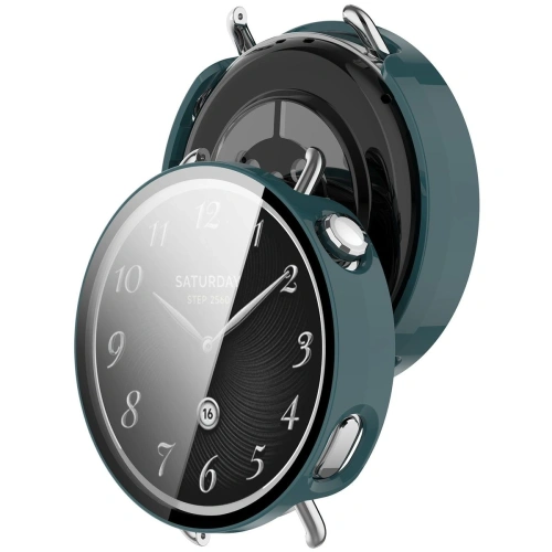 Etui ze szkłem do zegarka Bizon Case+Glass Watch do Xiaomi Watch S4 41mm zielone