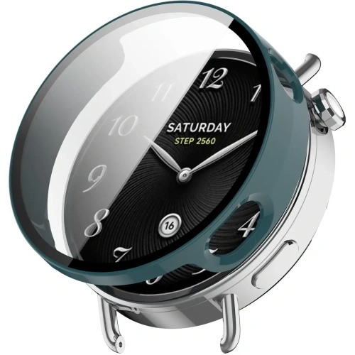 Etui ze szkłem do zegarka Bizon Case+Glass Watch do Xiaomi Watch S4 41mm zielone