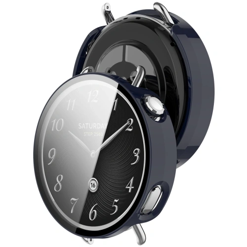 Etui ze szkłem do zegarka Bizon Case+Glass Watch do Xiaomi Watch S4 41mm niebiekie