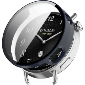 Etui ze szkłem do zegarka Bizon Case+Glass Watch do Xiaomi Watch S4 41mm niebiekie