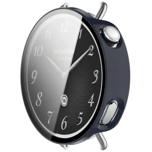 Etui ze szkłem do zegarka Bizon Case+Glass Watch do Xiaomi Watch S4 41mm niebiekie