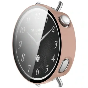 Etui ze szkłem do zegarka Bizon Case+Glass Watch do Xiaomi Watch S4 41mm różowe