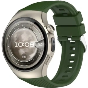 Silikonowy pasek Bizon Strap Watch Silicone T do Huawei Watch 5 42mm ciemnozielony