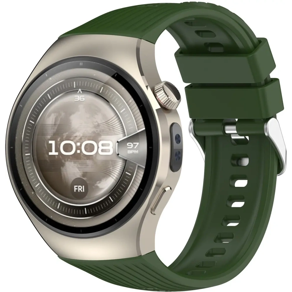 Silikonowy pasek Bizon Strap Watch Silicone T do Huawei Watch 5 42mm ciemnozielony