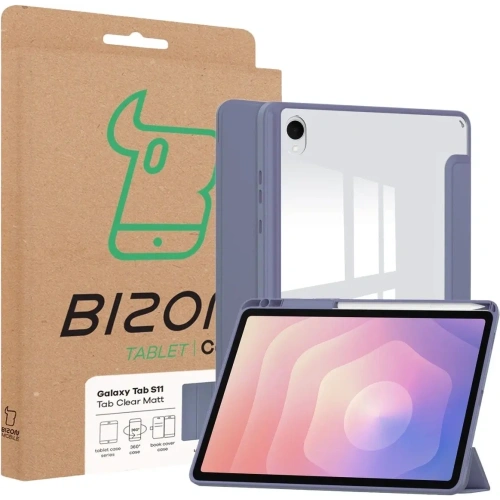 Etui z klapką Bizon Case Tab Clear Matt do Samsung Galaxy Tab S11 lawendowe