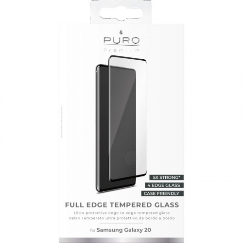 Hurtownia Puro - 8033830289118 - PUR216BLK - Szkło hartowane PURO Premium Full Edge Tempered Glass Case Friendly Samsung Galaxy S20 (czarna ramka) - B2B homescreen