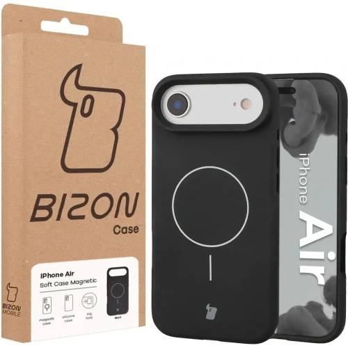 Silikonowe etui z pierścieniem magnetycznym Bizon Soft Case Magnetic do Apple iPhone Air czarne