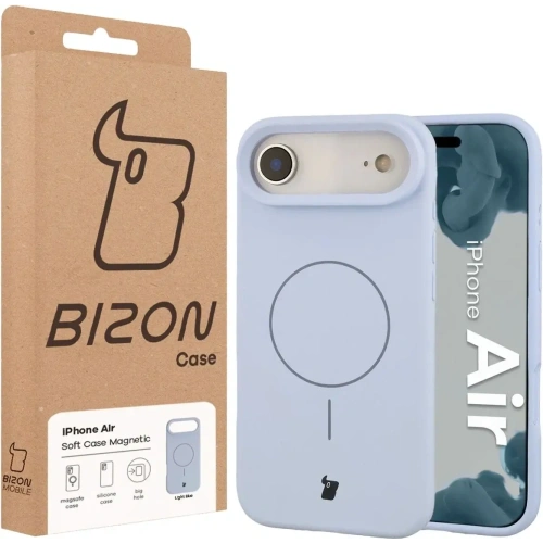 Silikonowe etui z pierścieniem magnetycznym Bizon Soft Case Magnetic do Apple iPhone Air błękitne