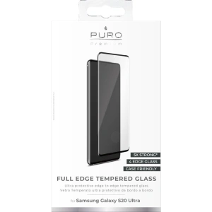 Hurtownia GSM - Gehärtetes PURO Premium Full Edge Tempered Glass Case Friendly Samsung Galaxy S20 Ultra (schwarzer Rahmen) - PUR217BLK - {ean13} - Hurt