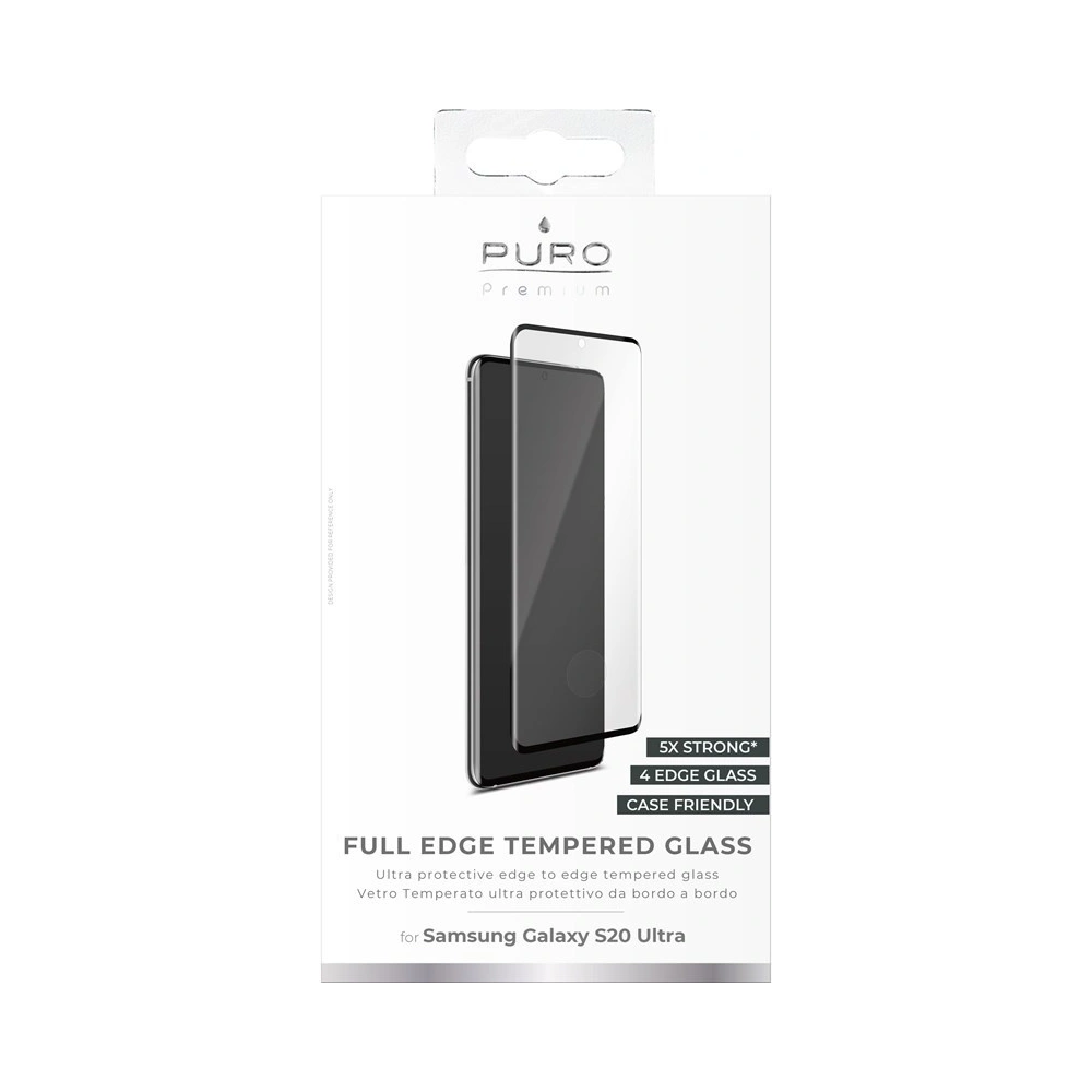 Hurtownia GSM - Sklo tvrzené PURO Premium Full Edge Tempered Glass Case Friendly Samsung Galaxy S20 Ultra (černý rám) - PUR217BLK - {ean13} - Hurt