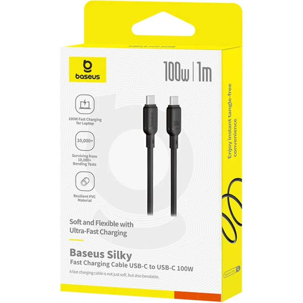 Kabel Baseus Silky Series 100W USB-C do USB-C 1m czarny Kabel Baseus Silky Series 100W USB-C do USB-C 1m czarny