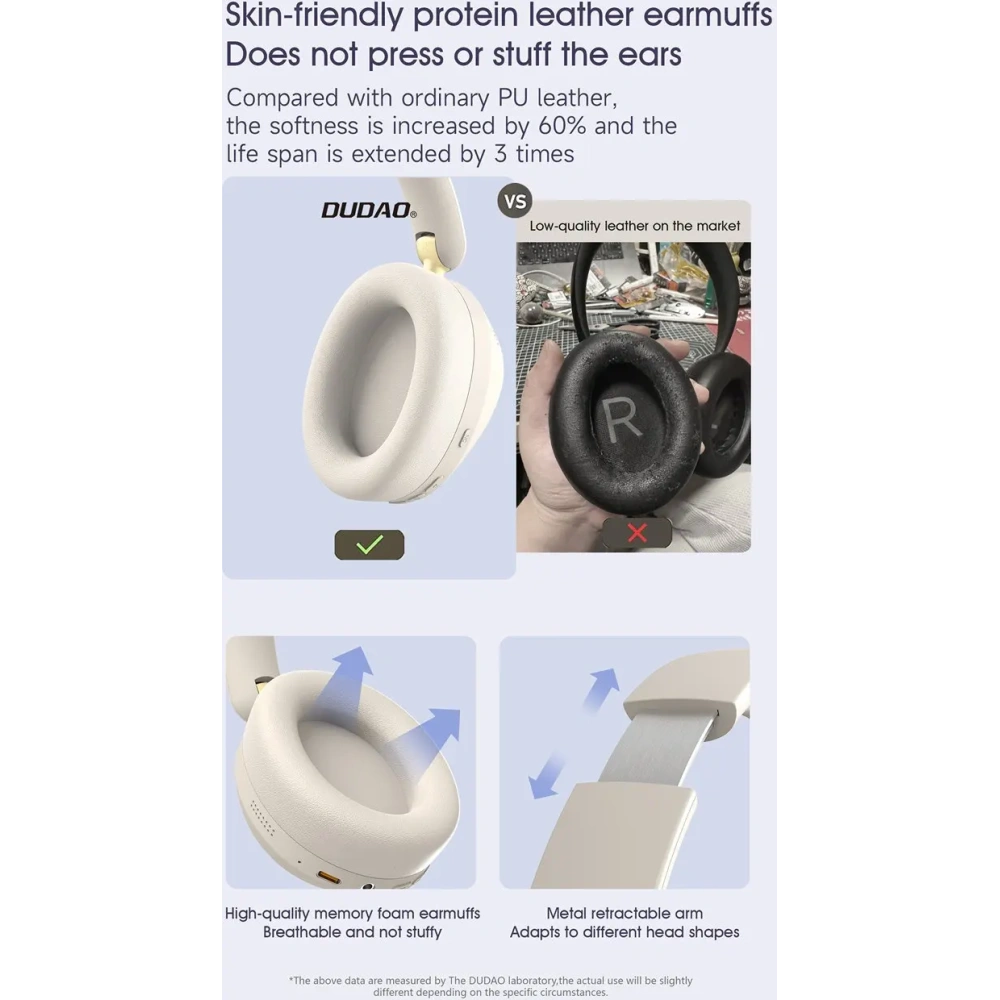 Bezprzewodowe słuchawki nauszne Dudao X22 Max Bluetooth 5.4 ANC beżowe