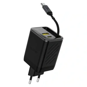 Ładowarka sieciowa Dudao A67EU GaN 67W z wbudowanym zwijanym kablem USB-C Power Delivery Quick Charge czarna