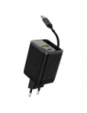 Ładowarka sieciowa Dudao A67EU GaN 67W z wbudowanym zwijanym kablem USB-C Power Delivery Quick Charge czarna
