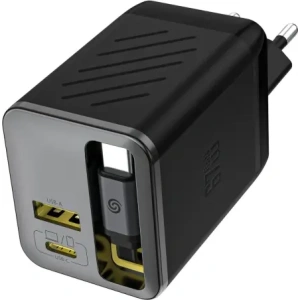 Ładowarka sieciowa Dudao A67EU GaN 67W z wbudowanym zwijanym kablem USB-C Power Delivery Quick Charge czarna