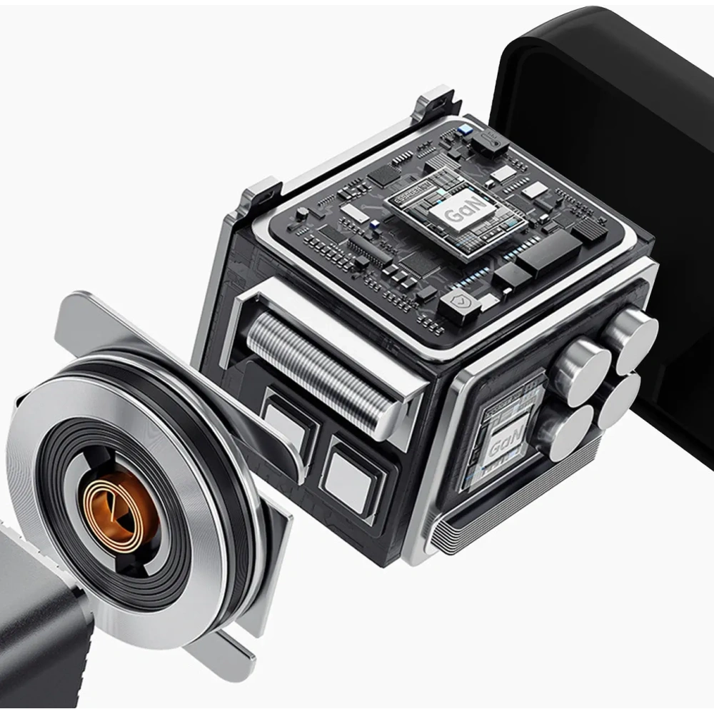 Ładowarka sieciowa Dudao A67EU GaN 67W z wbudowanym zwijanym kablem USB-C Power Delivery Quick Charge czarna