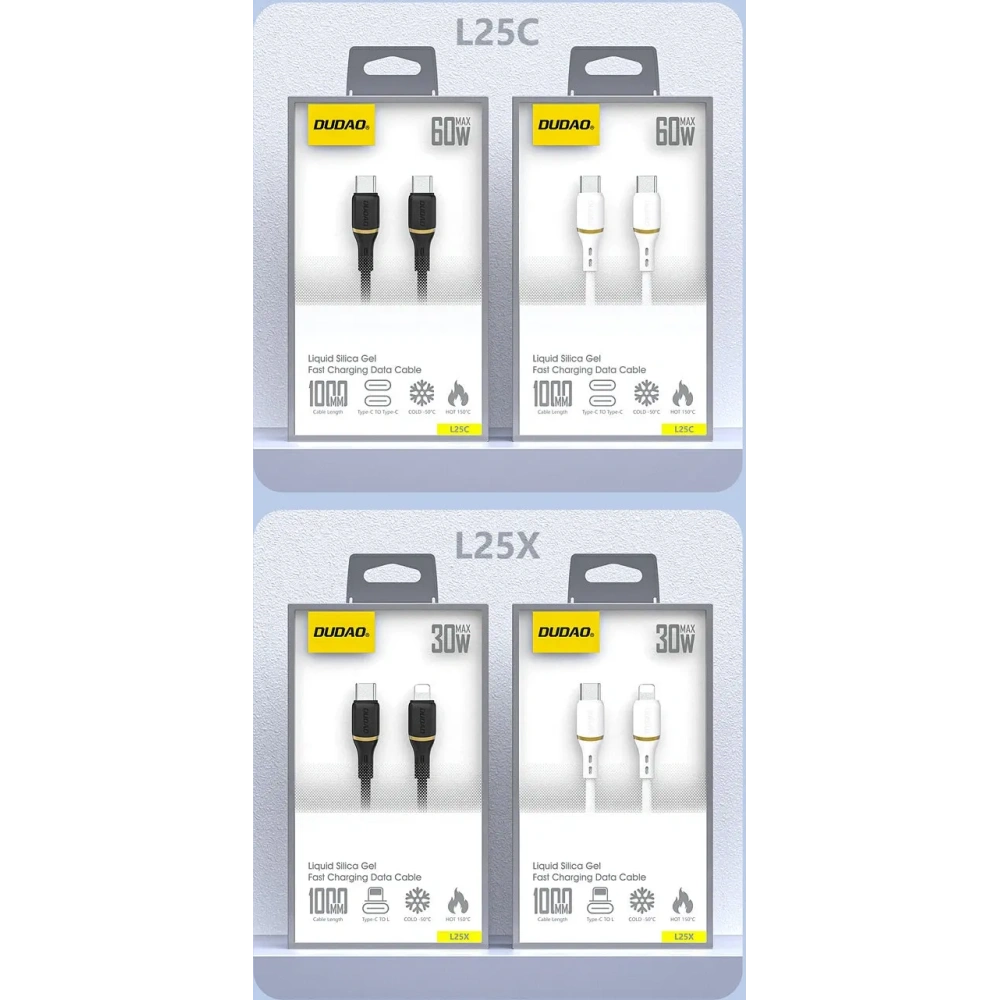 Kabel Dudao L25C USB-C do USB-C 60W 1m biały Kabel Dudao L25C USB-C do USB-C 60W 1m biały
