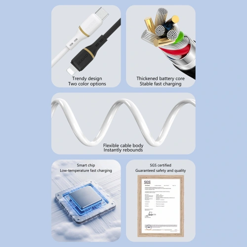 Kabel Dudao L25T USB-A do USB-C 5A 1m biały